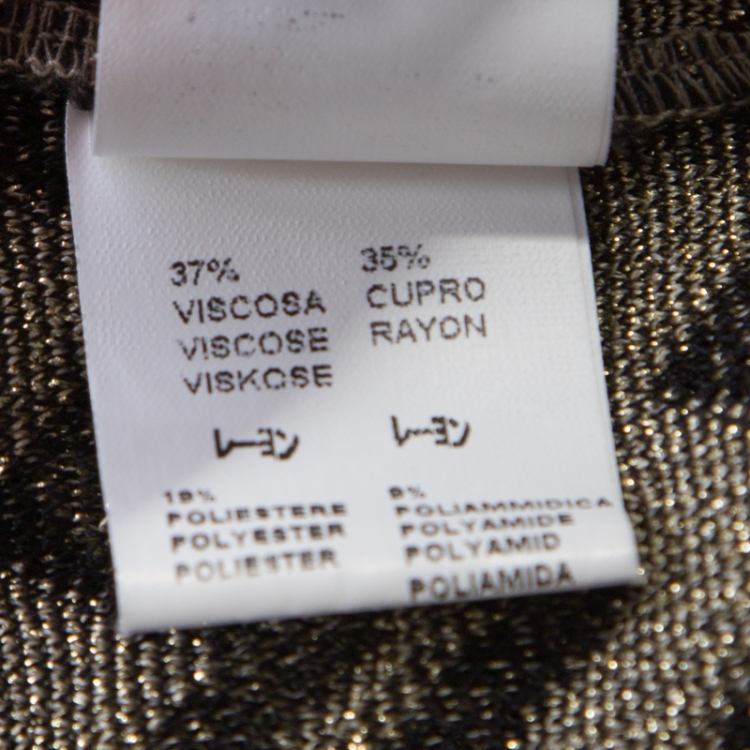 مملوكة مسبقًا M Missoni Gold Chevron Patterned Lurex Knit Scoop Back Tie Detail Dress M