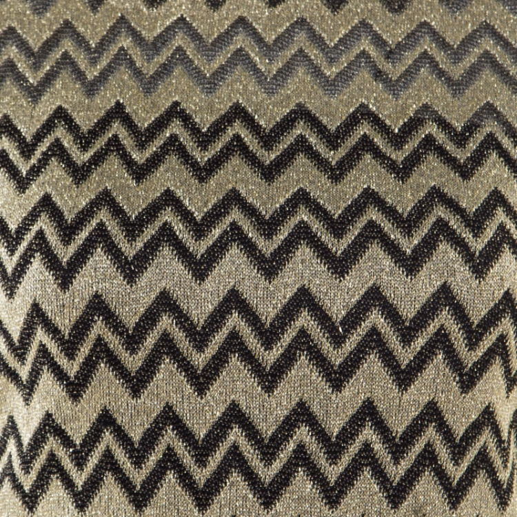 مملوكة مسبقًا M Missoni Gold Chevron Patterned Lurex Knit Scoop Back Tie Detail Dress M