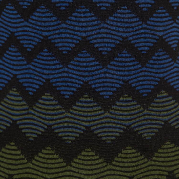 Pre Owned M Missoni Multicolor Chevron Patterned Knit Long Sleeve Dress S