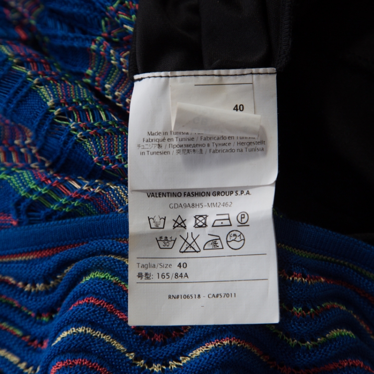 Pre Owned M Missoni Blue Patterned Knit Twist Neck Detail Maxi Dress S