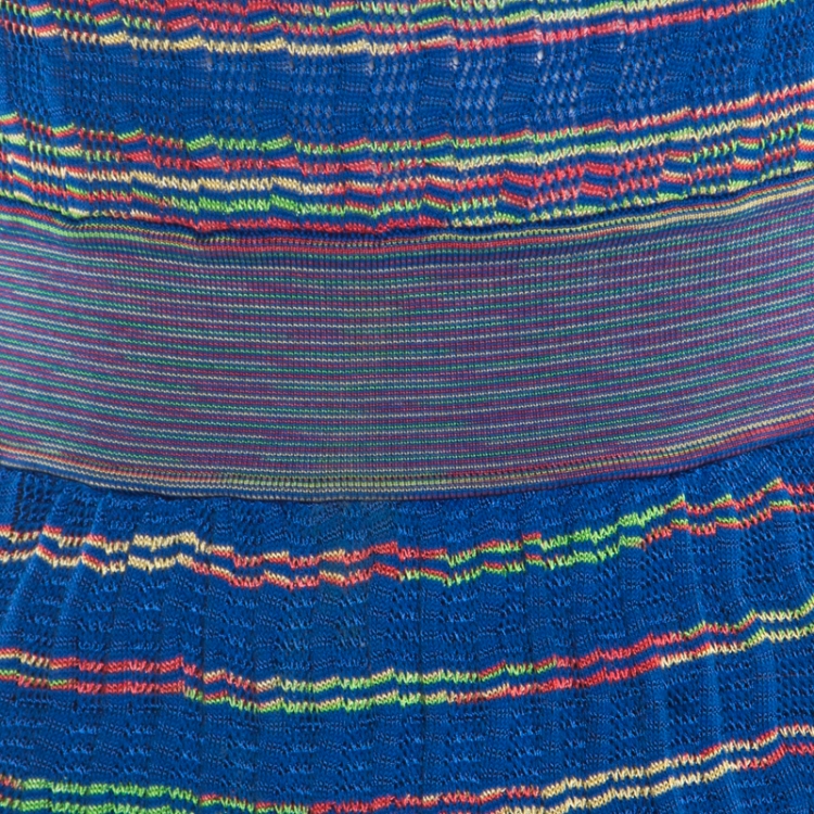 Pre Owned M Missoni Blue Patterned Knit Twist Neck Detail Maxi Dress S