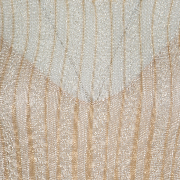 مملوكة مسبقًا M Missoni Metallic Gold Perforated Knit Back Tie Detail Dress M