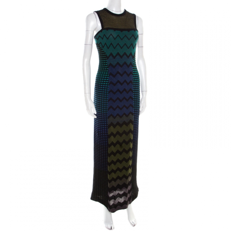 Pre Owned M Missoni Multicolor Patterned Jacquard Knit Sleeveless Maxi Dress S
