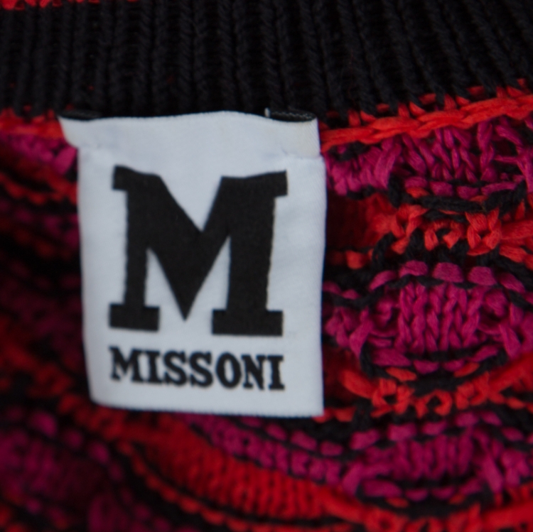 مملوكة مسبقًا M Missoni Multicolor Textured Chunky Knit Cropped Cardigan M