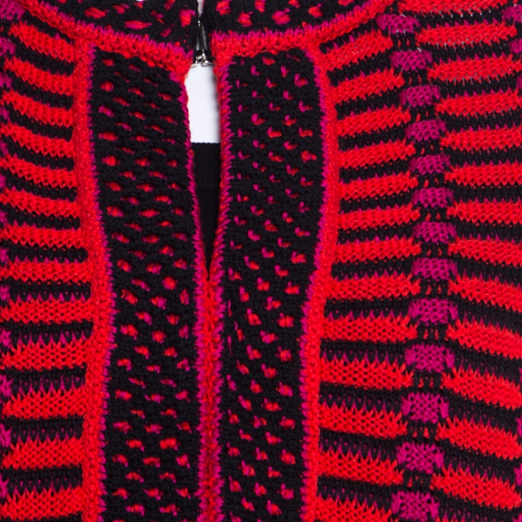 مملوكة مسبقًا M Missoni Multicolor Textured Chunky Knit Cropped Cardigan M