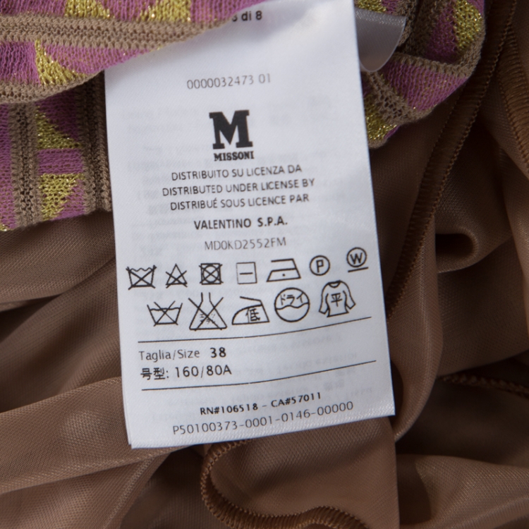 Pre Owned M Missoni Multicolor Geometric Motif Knit Fit and Flare Dress S