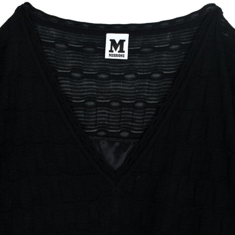 Pre Owned M Missoni Black Checkered Kaftan Dress XXL