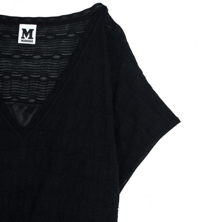 Pre Owned M Missoni Black Checkered Kaftan Dress XXL