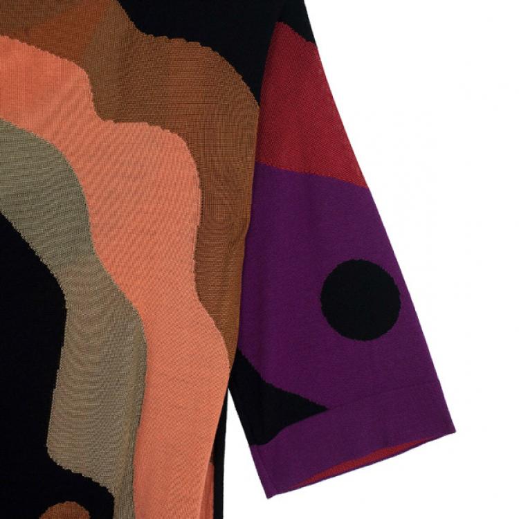 Pre Owned M Missoni Wave Print Multicolor Knit Dress M