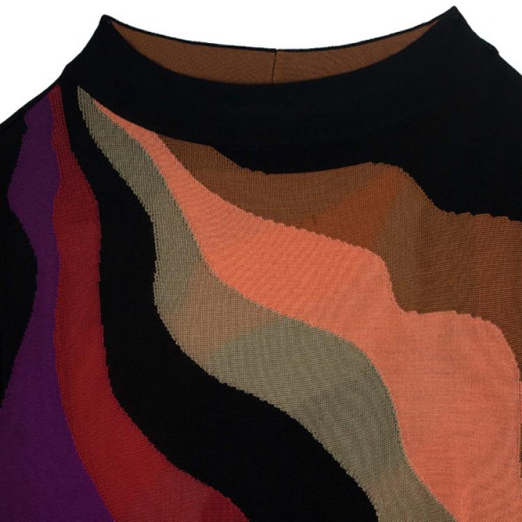 Pre Owned M Missoni Wave Print Multicolor Knit Dress M