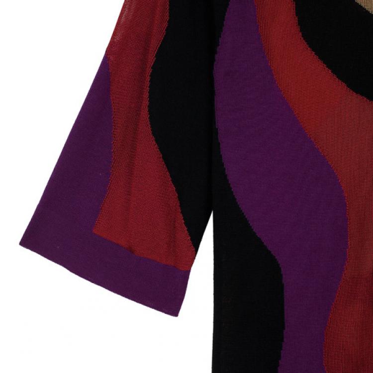 Pre Owned M Missoni Wave Print Multicolor Knit Dress M