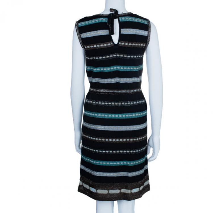 Pre Owned M Missoni Multicolor Shift Belted Knit Dress M