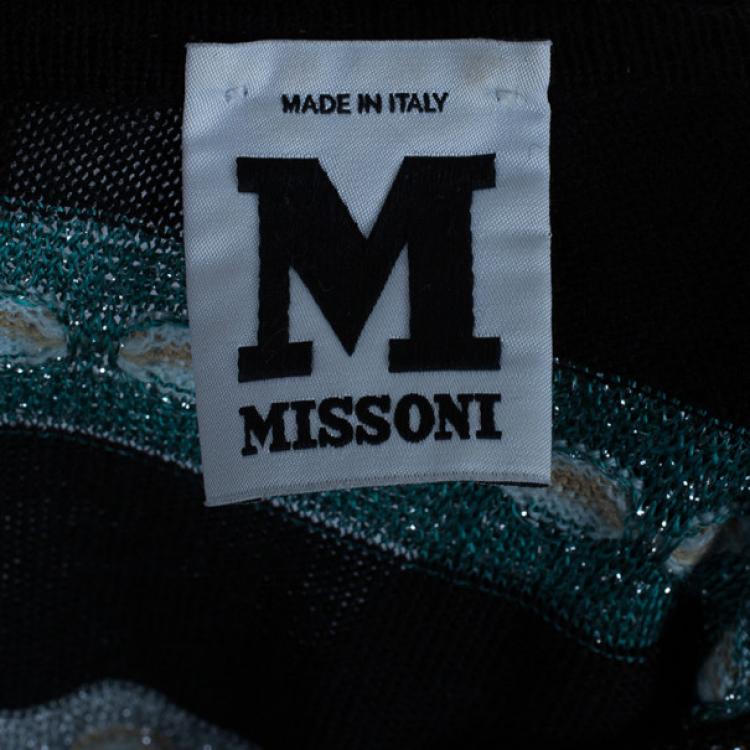 Pre Owned M Missoni Multicolor Shift Belted Knit Dress M