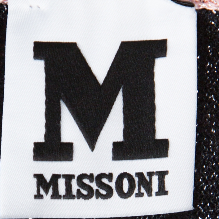 مملوكة مسبقًا M Missoni Pale Pink and Black Chevron Pattern Lurex Knit Maxi Dress M
