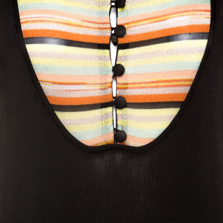 Pre Owned M Missoni Dark Brown Rib Knit Sleeveless Short Dress M 
