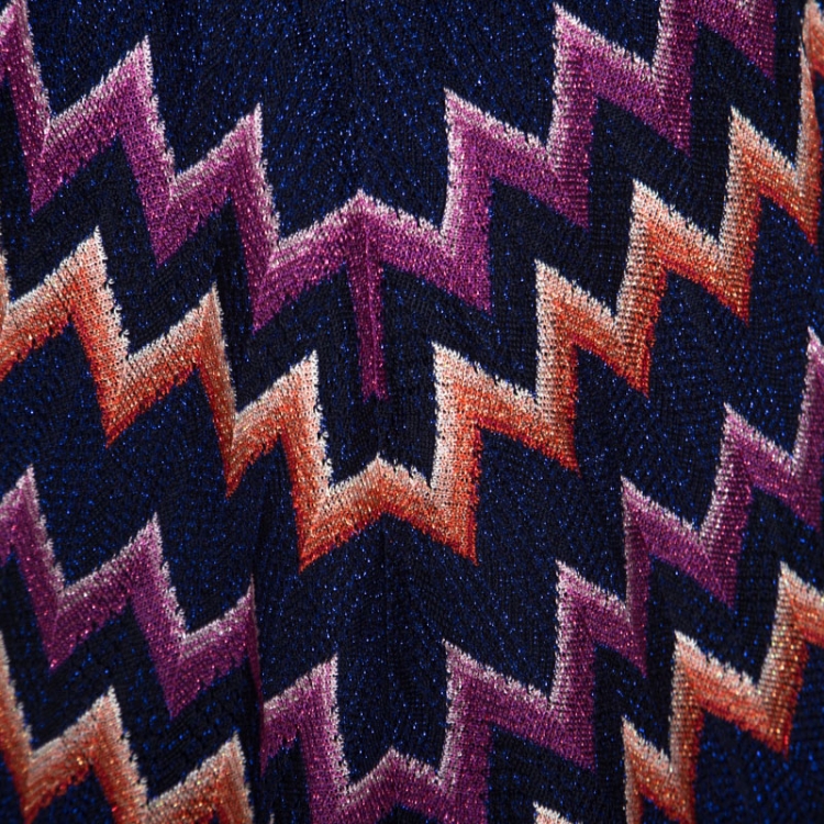 Pre Owned M Missoni Multicolor Chevron Lurex Knit Sleeveless Top L