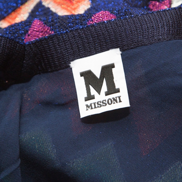 Pre Owned M Missoni Multicolor Chevron Lurex Knit Sleeveless Top L