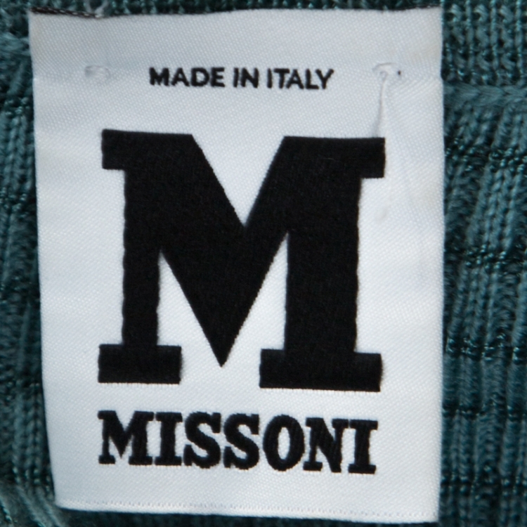 Pre Owned M Missoni Teal Blue Pointelle Knit Midi Dress M