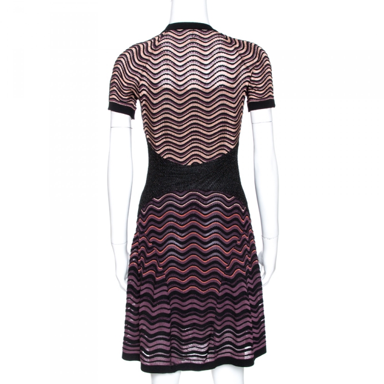 Pre Owned M Missoni Multicolor Lurex Textured Knit A Line Dress S