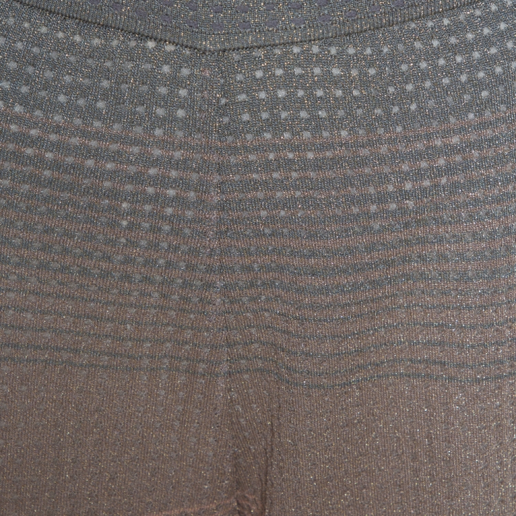 Pre Owned M Missoni Pink & Grey Lurex Knit Ombre Effect Wide Leg Pants M