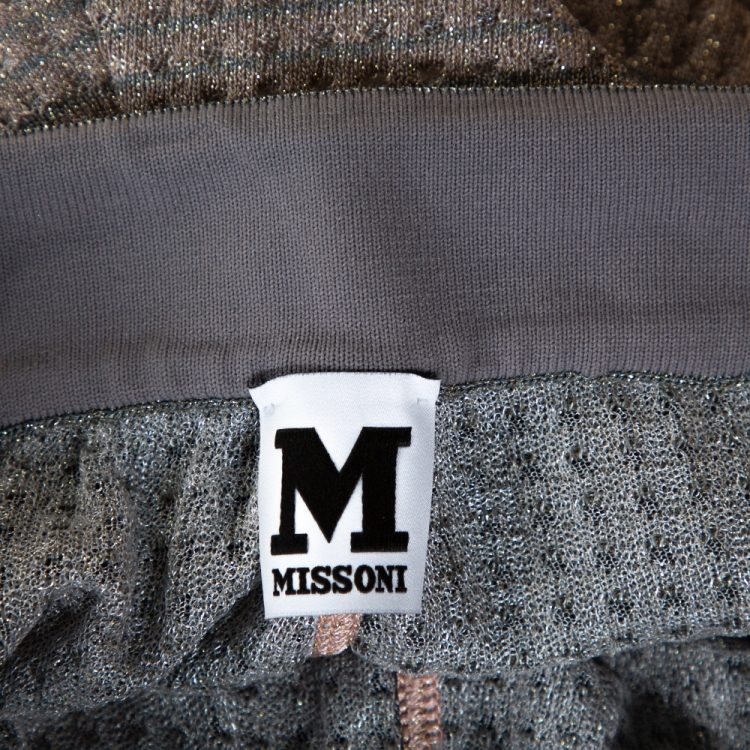 Pre Owned M Missoni Pink & Grey Lurex Knit Ombre Effect Wide Leg Pants M