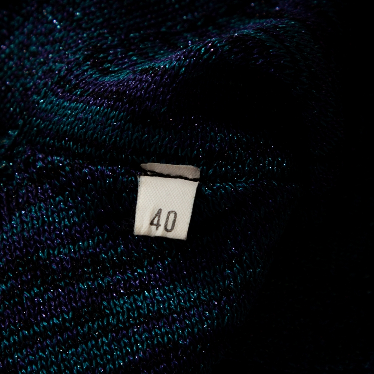 Pre Owned M Missoni Blue Lurex Knit Cap Sleeve Jumpsuit S