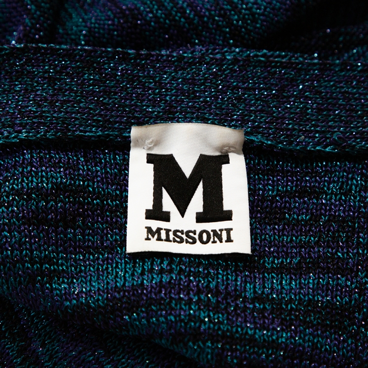Pre Owned M Missoni Blue Lurex Knit Cap Sleeve Jumpsuit S