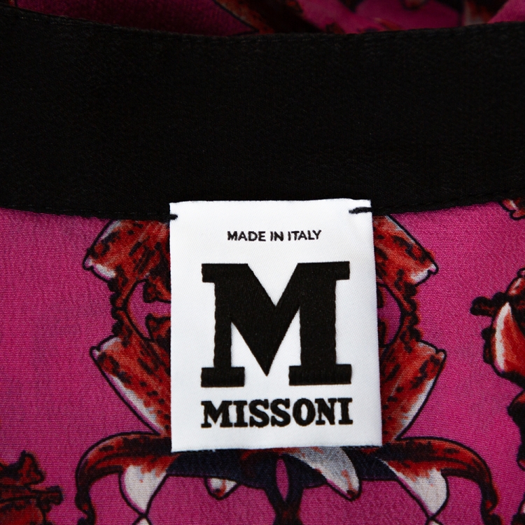 Pre Owned M Missoni Pink Printed Silk Button Front Shirt S