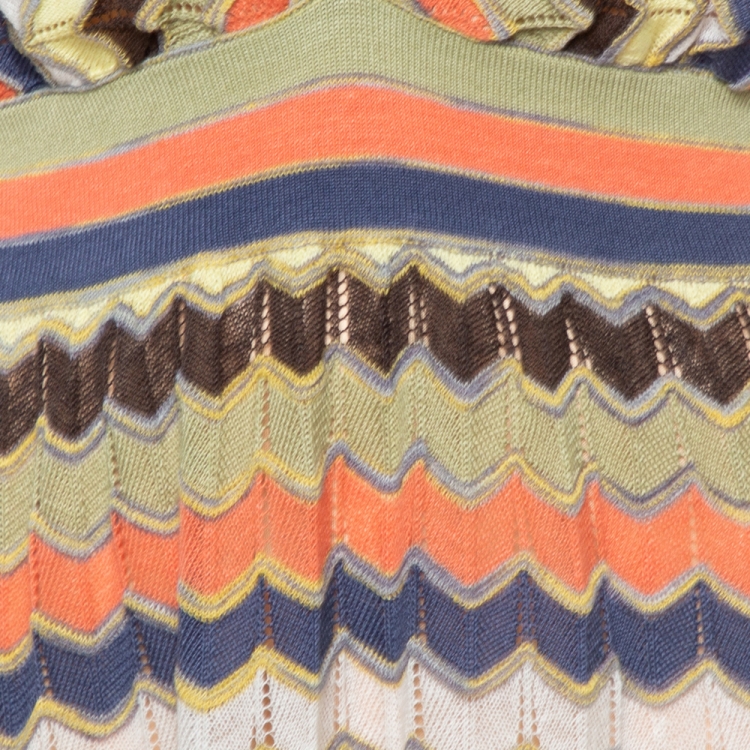 Pre Owned M Missoni Multicolor Pointelle Knit Maxi Tie-Up Dress and Cardigan Set