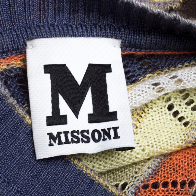 Pre Owned M Missoni Multicolor Pointelle Knit Maxi Tie-Up Dress and Cardigan Set