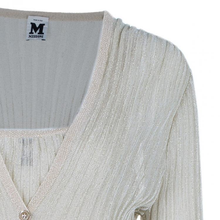 Pre Owned M Missoni Multicolor Metallic Top and Cardigan Set L
