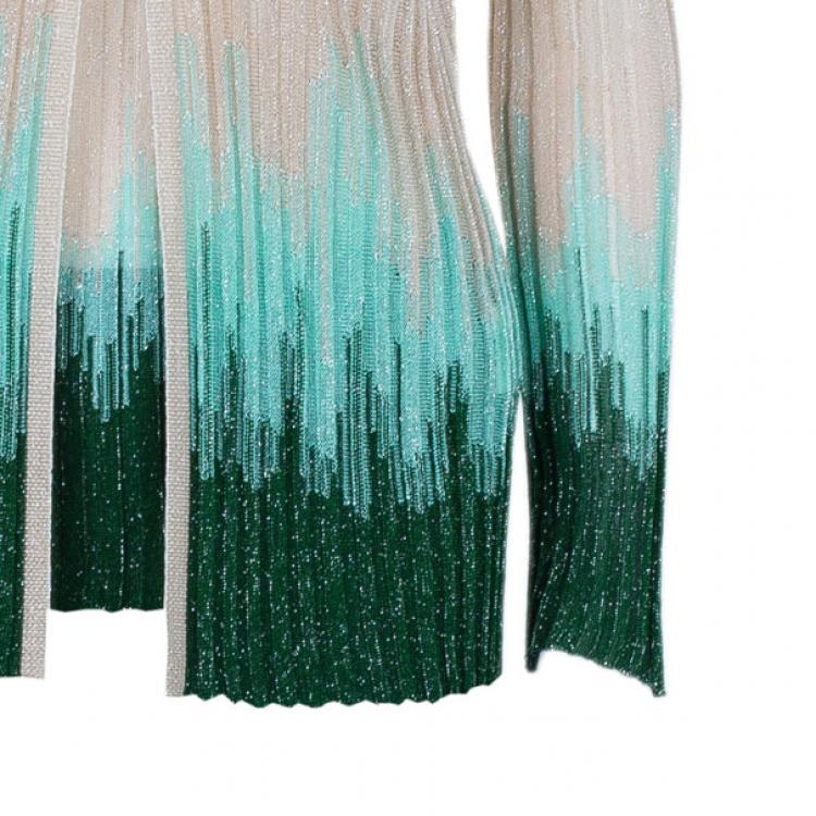 Pre Owned M Missoni Multicolor Metallic Top and Cardigan Set L