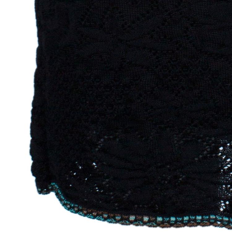 Pre Owned M Missoni Black Textured Knit Pencil Skirt S