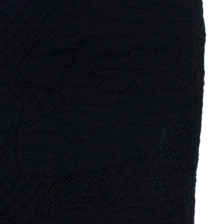 Pre Owned M Missoni Black Textured Knit Pencil Skirt S