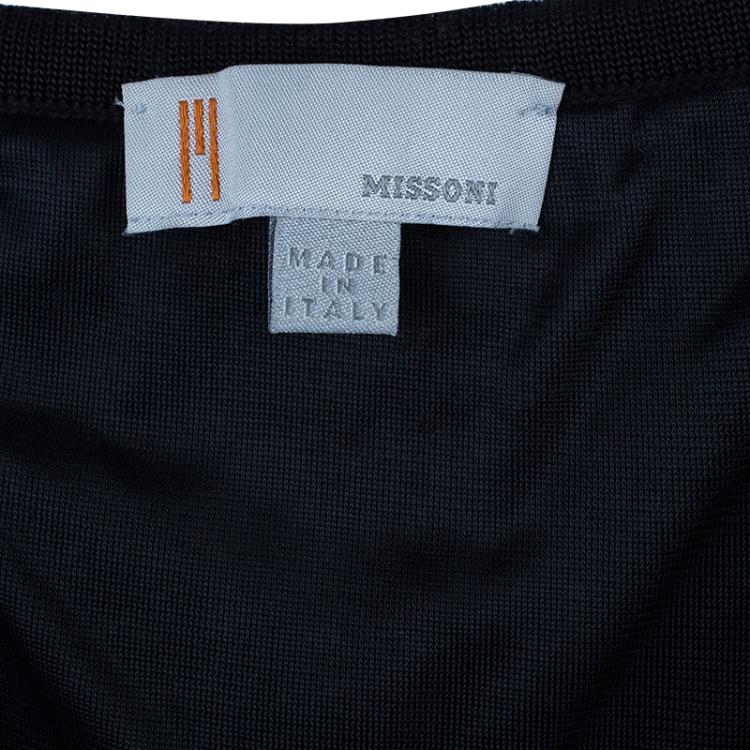 Pre Owned M Missoni Black Textured Knit Pencil Skirt S
