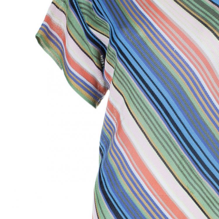 Pre Owned M Missoni Multicolor Stripe Drop Waist Knit Dress S