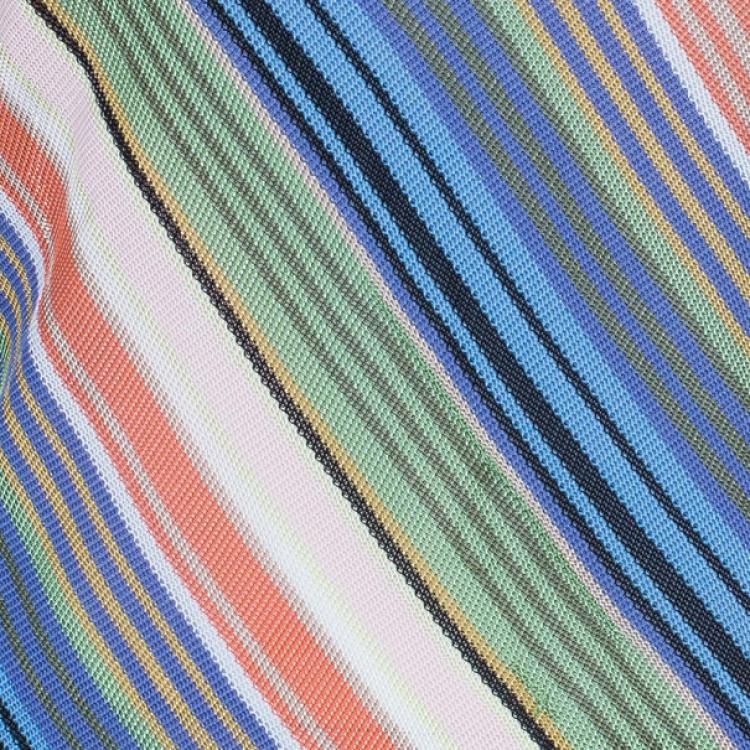 Pre Owned M Missoni Multicolor Stripe Drop Waist Knit Dress S