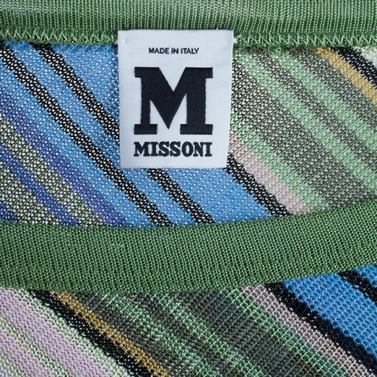 Pre Owned M Missoni Multicolor Stripe Drop Waist Knit Dress S