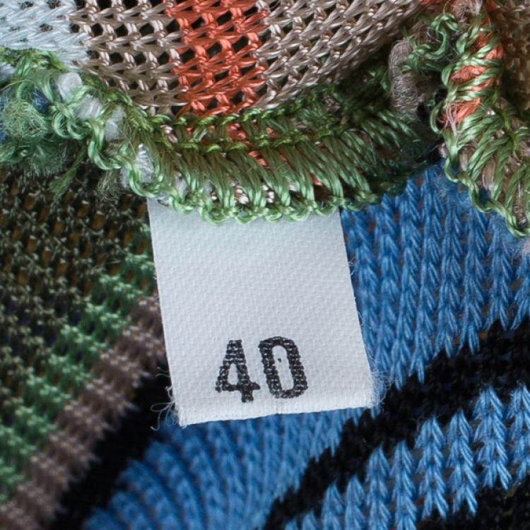 Pre Owned M Missoni Multicolor Stripe Drop Waist Knit Dress S