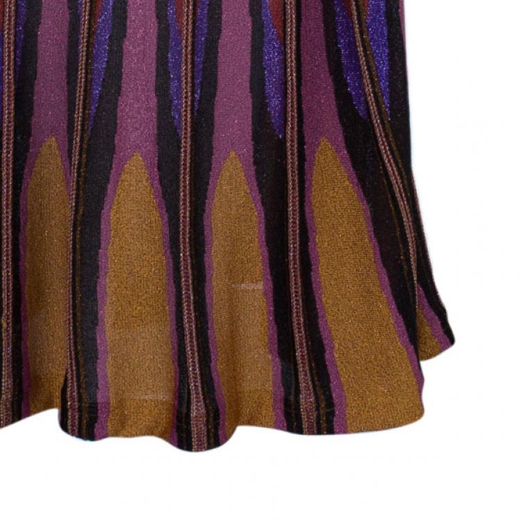 Pre Owned M Missoni Multicolor Metallic Crochet Knit Maxi Skirt M