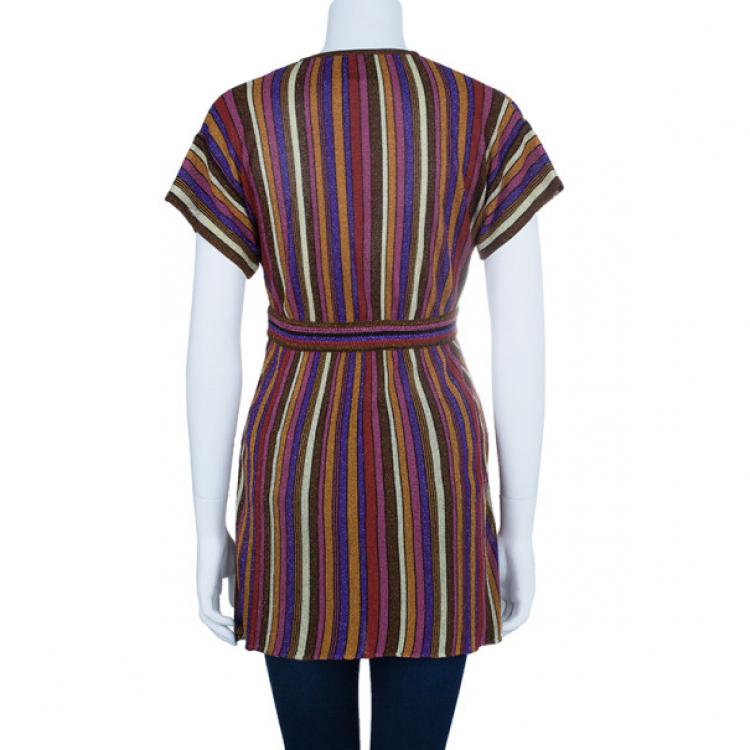 Pre Owned M Missoni Multicolor Stripe Print Top M
