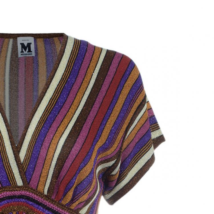 Pre Owned M Missoni Multicolor Stripe Print Top M