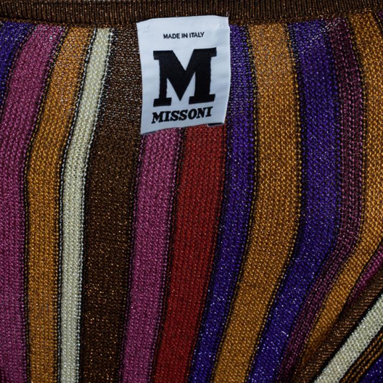 Pre Owned M Missoni Multicolor Stripe Print Top M