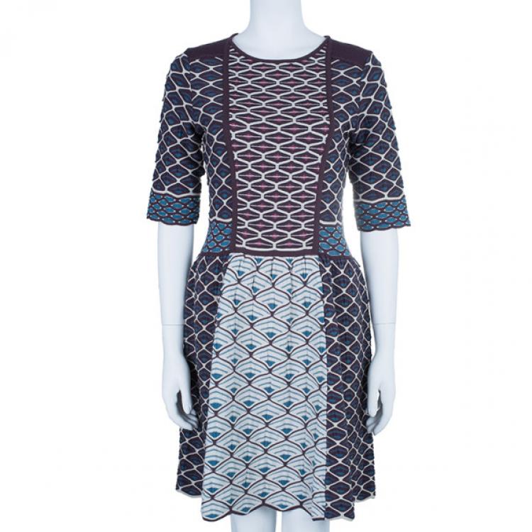 Pre Owned M Missoni Patterned Knit A-Line Dress M