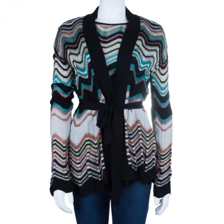 Pre Owned M Missoni Multicolor Knit Top and Cardigan Set M
