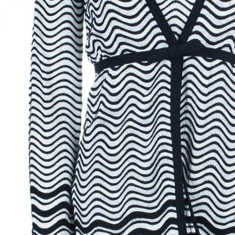 Pre Owned M Missoni Monochrome Wave Print Top and Cardigan Set M