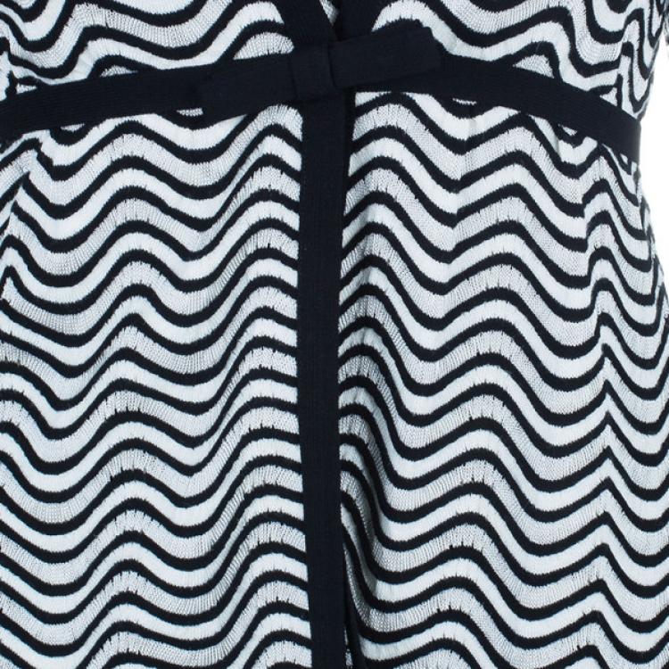 Pre Owned M Missoni Monochrome Wave Print Top and Cardigan Set M