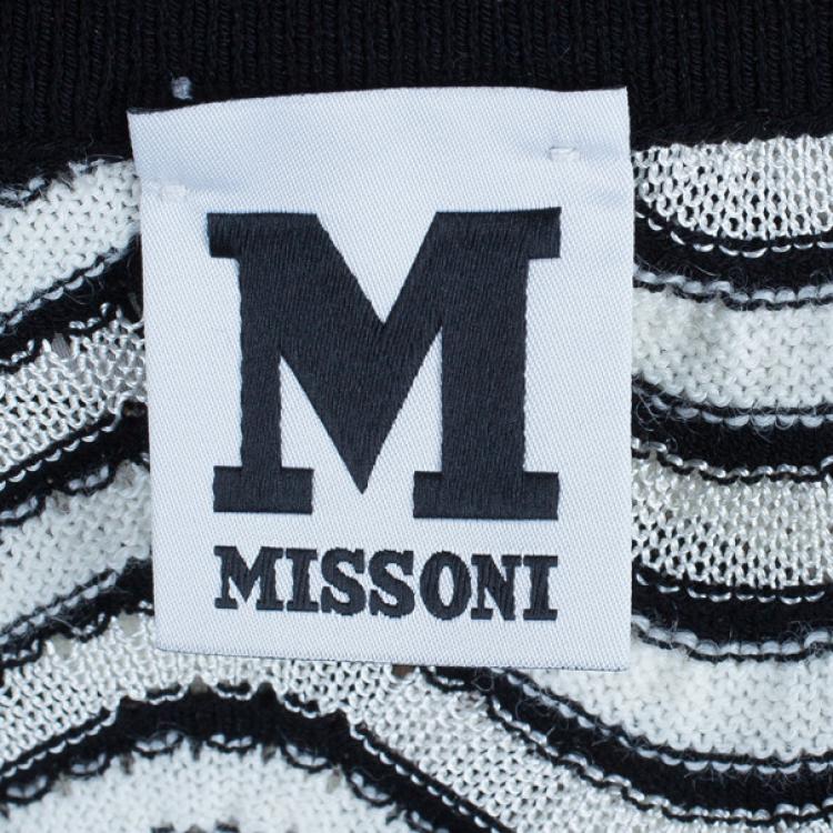 Pre Owned M Missoni Monochrome Wave Print Top and Cardigan Set M