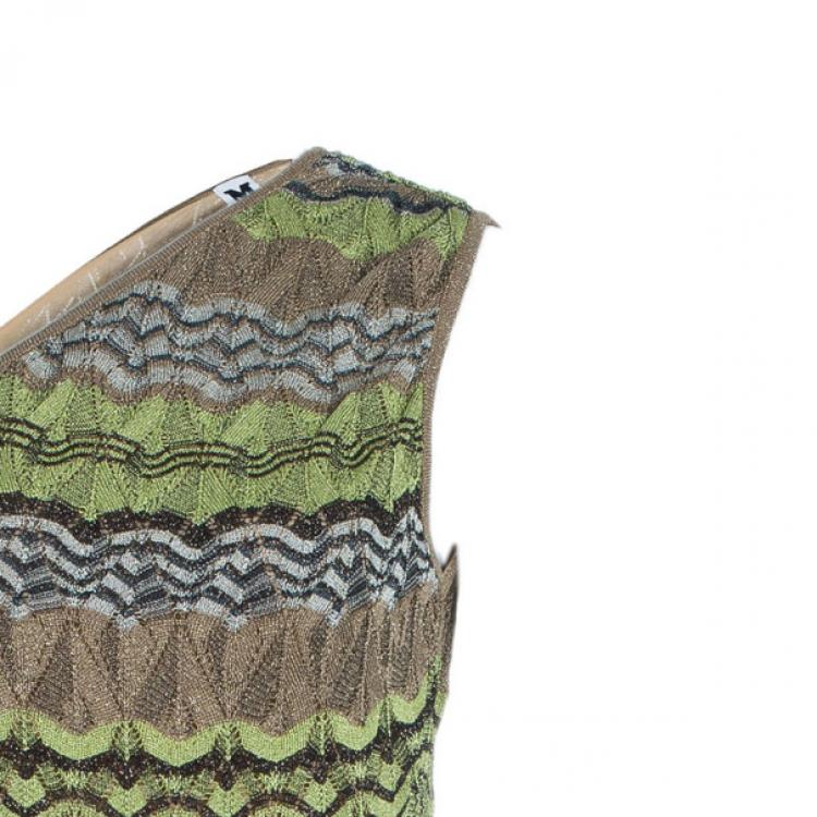 Pre Owned M Missoni Green Patterned One-Shoulder M