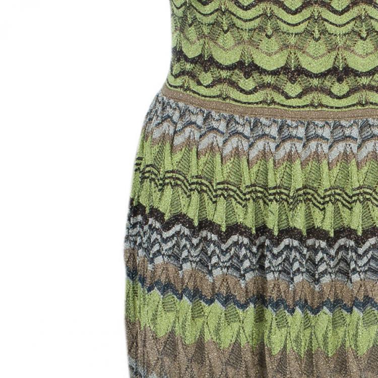 Pre Owned M Missoni Green Patterned One-Shoulder M